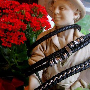 Leather and Stainless steel bracelets